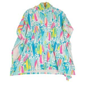 Lilly Pulitzer Lyra Coverup XL Beach and Bae Sailboat Hooded Terry Poncho 25659